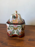 Vintage Chinese Lidded Jar with Rooster Motif