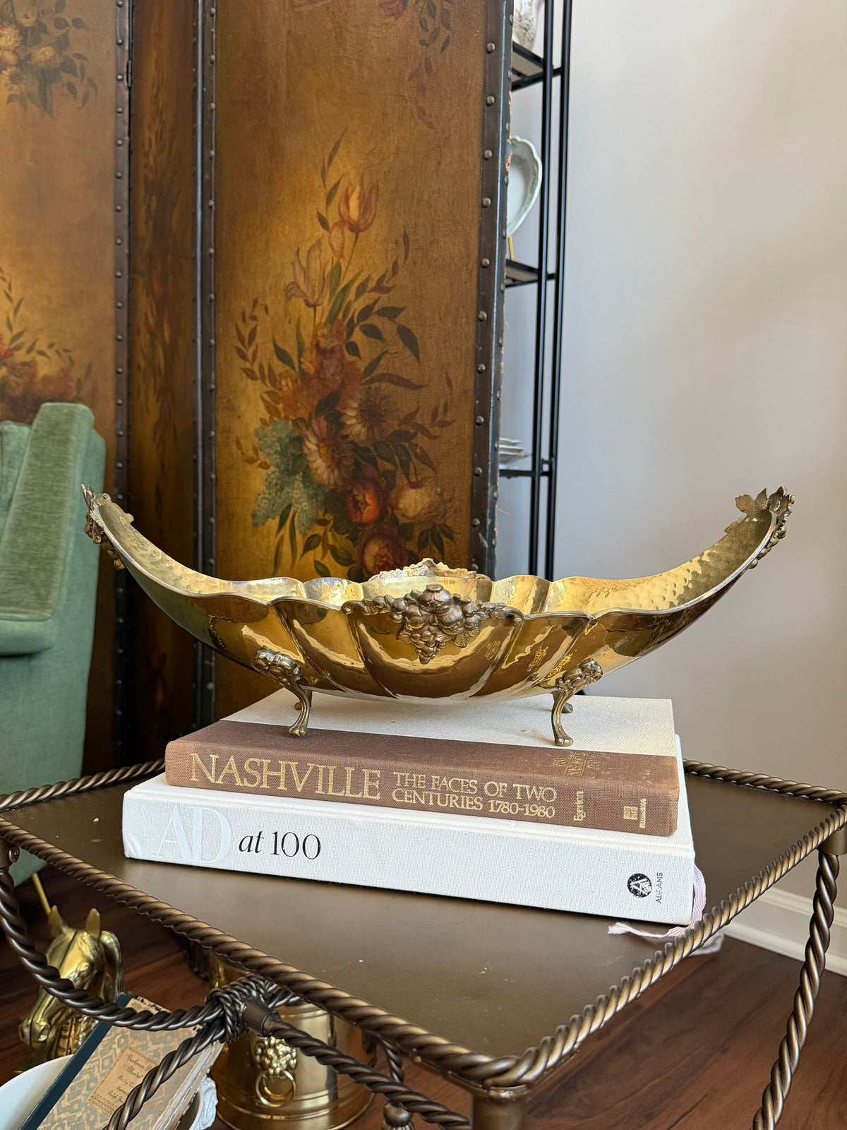 Italian Brass Footed Jardiniere