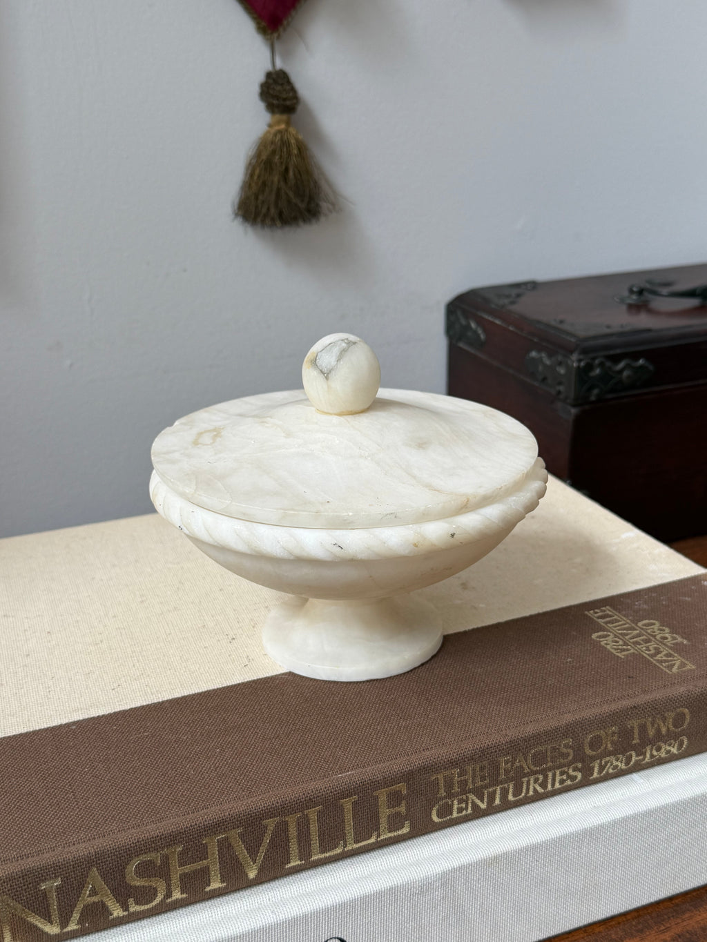 Vintage Italian Alabaster Lidded Bowl