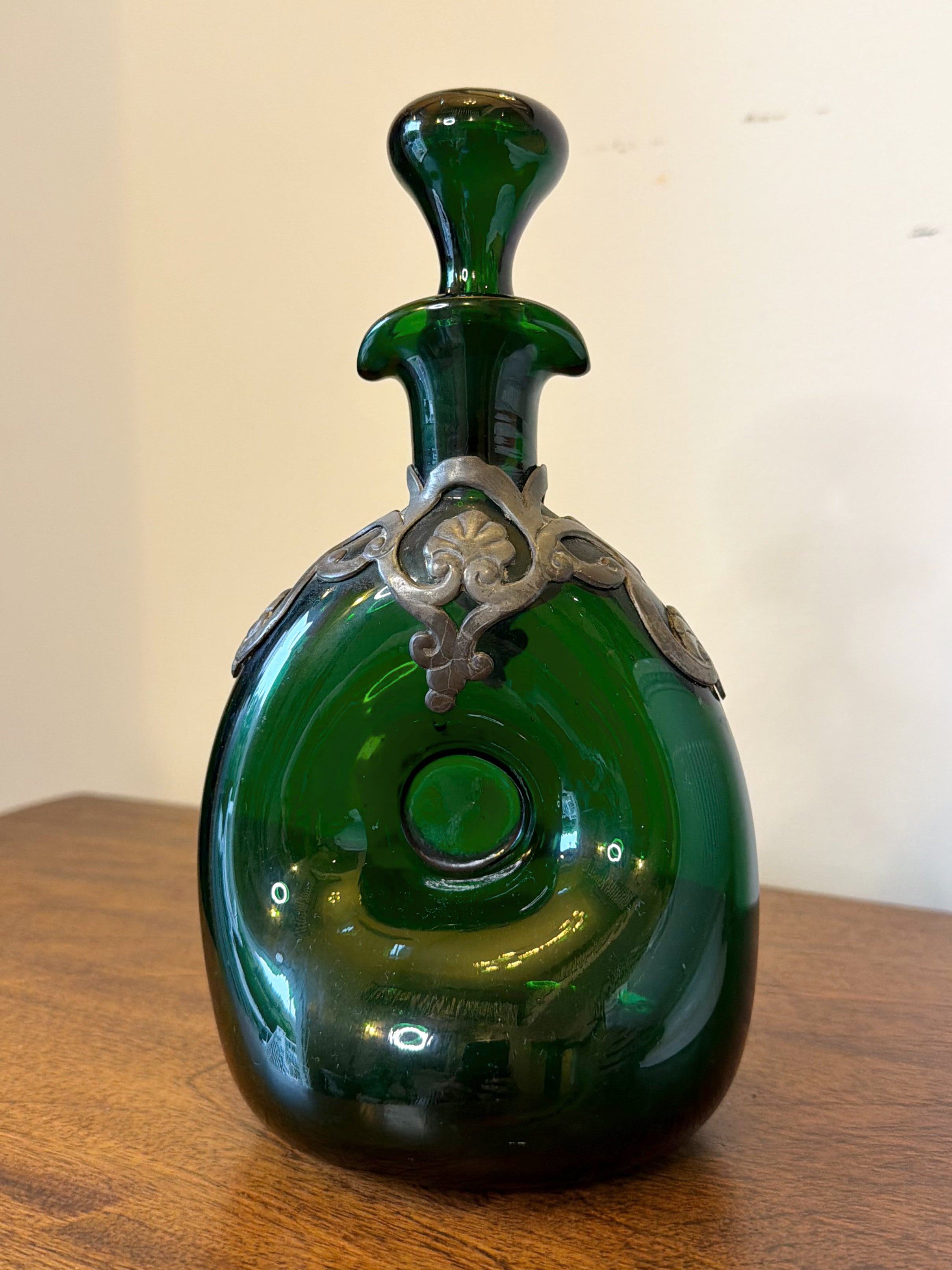 Italian Decanter with Pewter Encasing