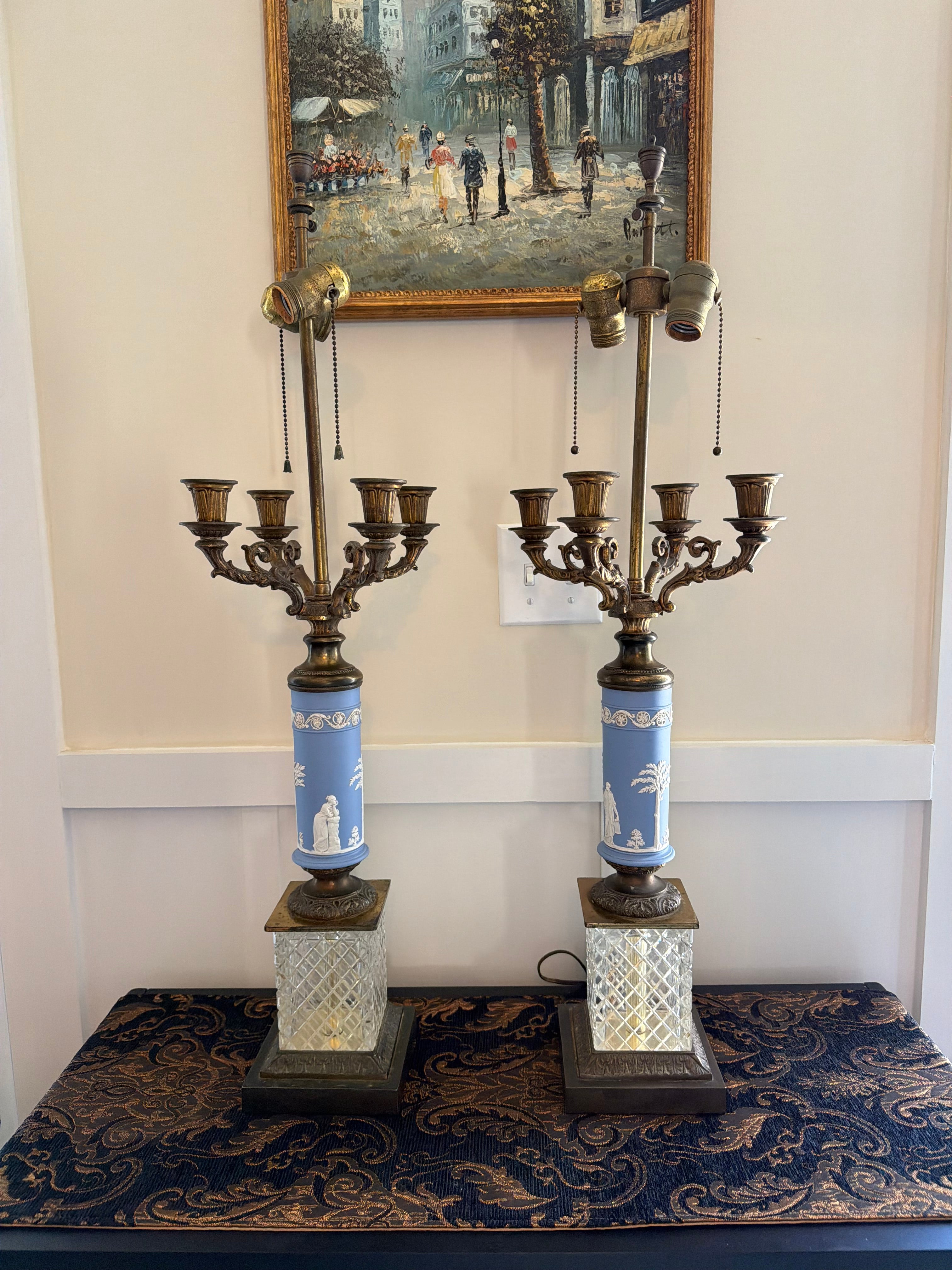Pair of Wedgwood Candelabra Lamps