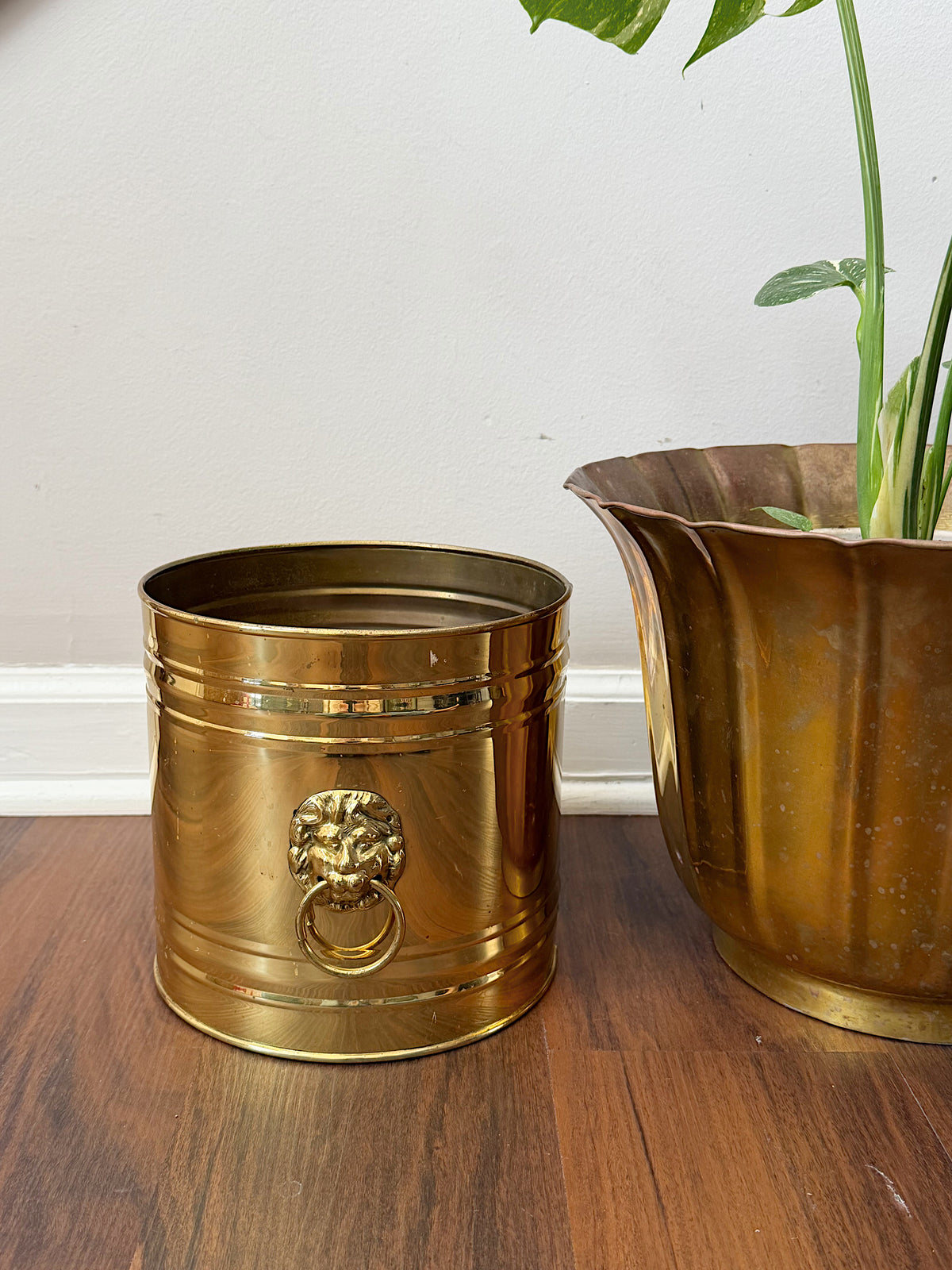Brass Double Lionhead Planter