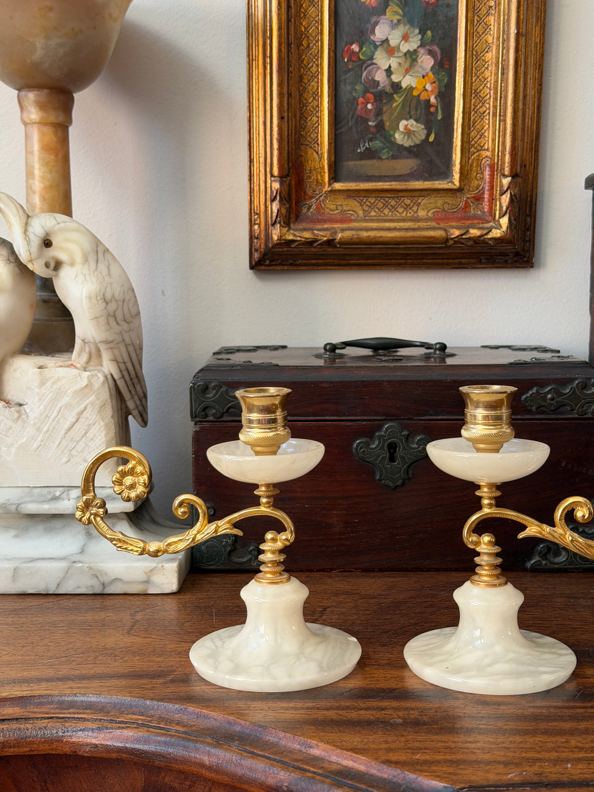 Pair of Alabaster Candlesticks