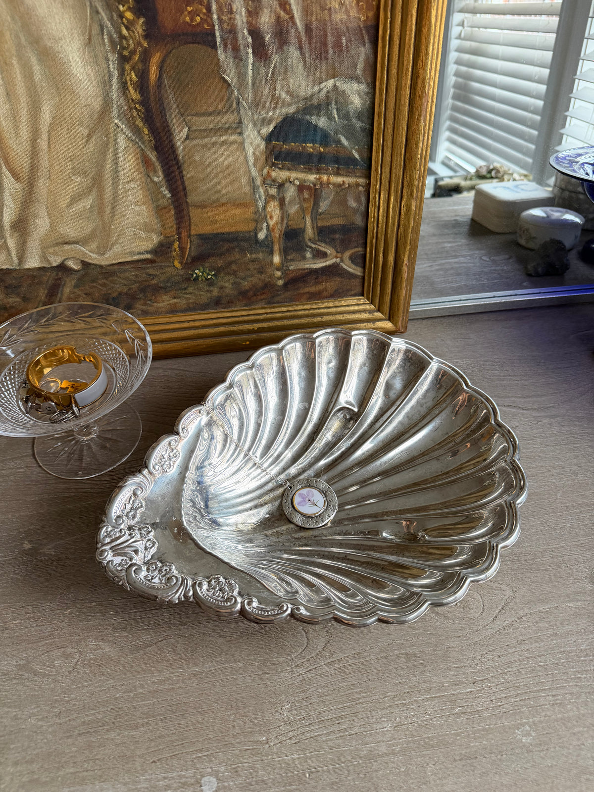 Silverplate Shell Tray — unmarked