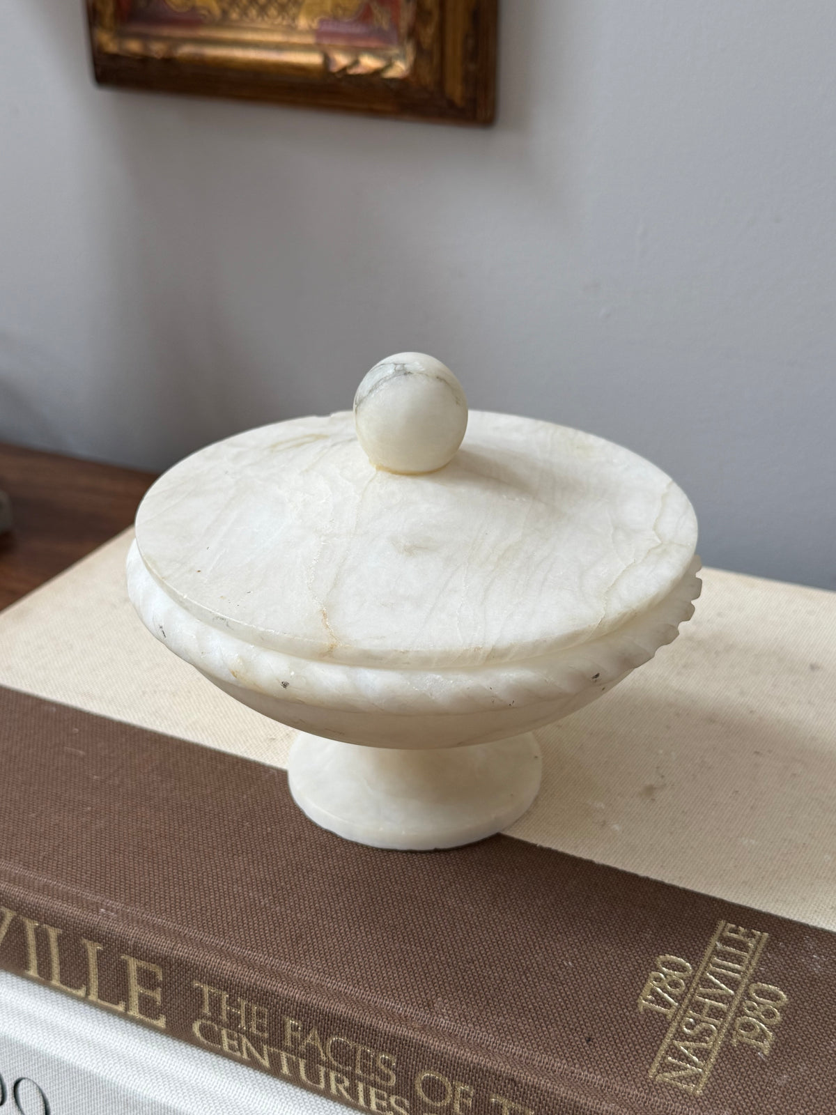 Vintage Italian Alabaster Lidded Bowl
