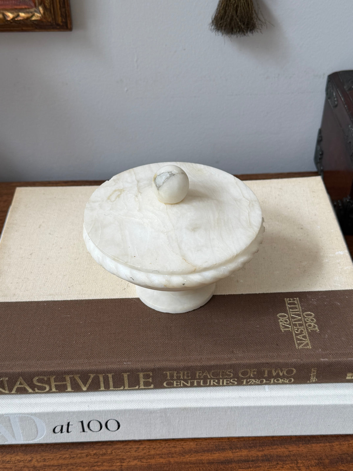 Vintage Italian Alabaster Lidded Bowl
