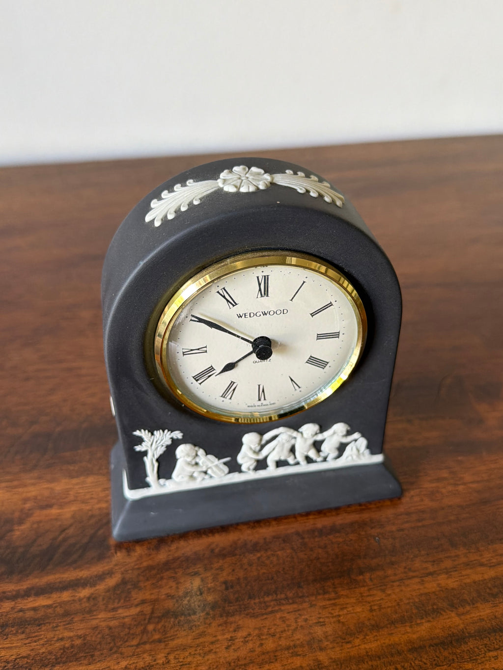Basalt and White Wedgwood Mantle Clock