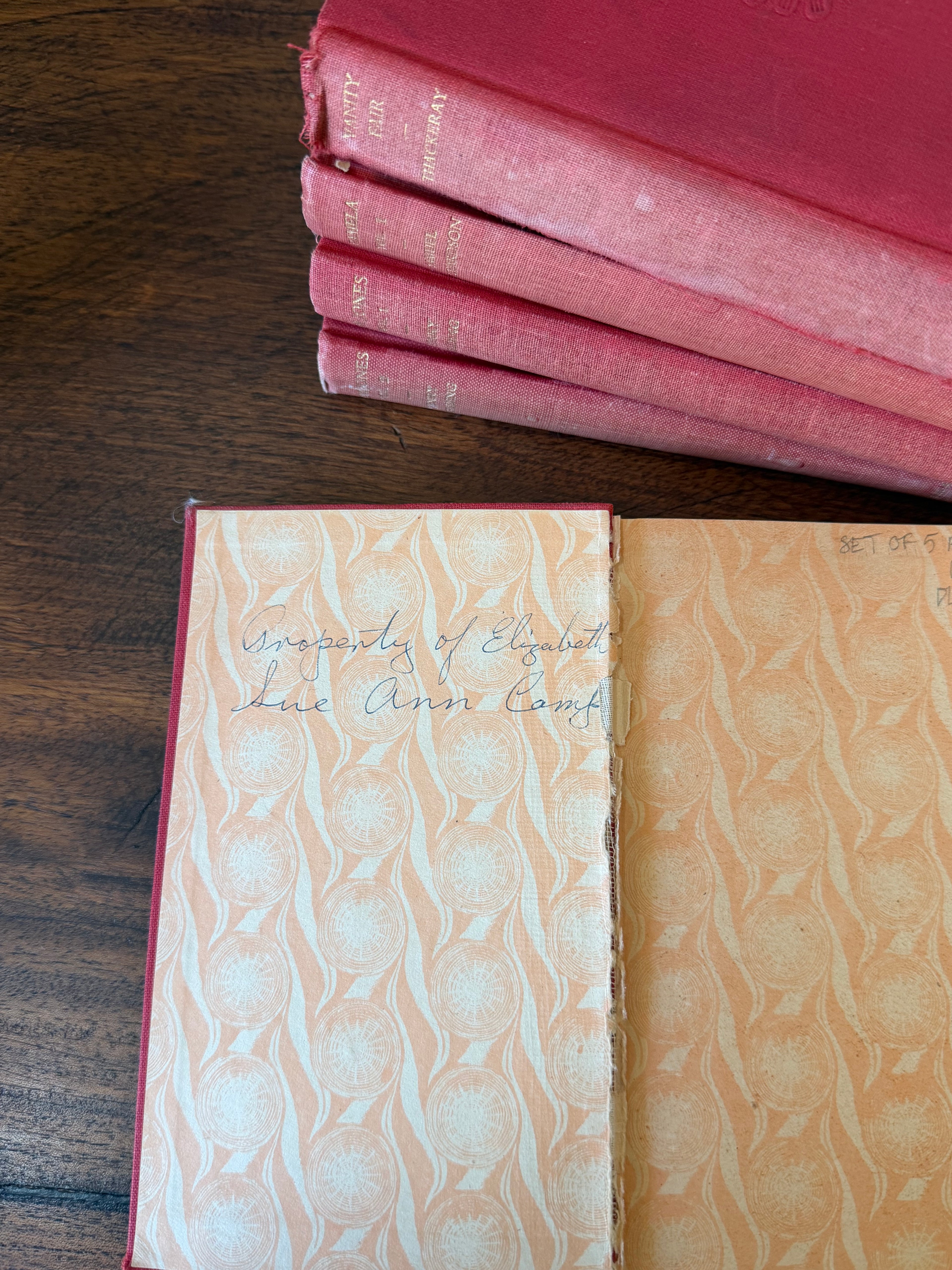 Set of 5 Antique Embossed Books