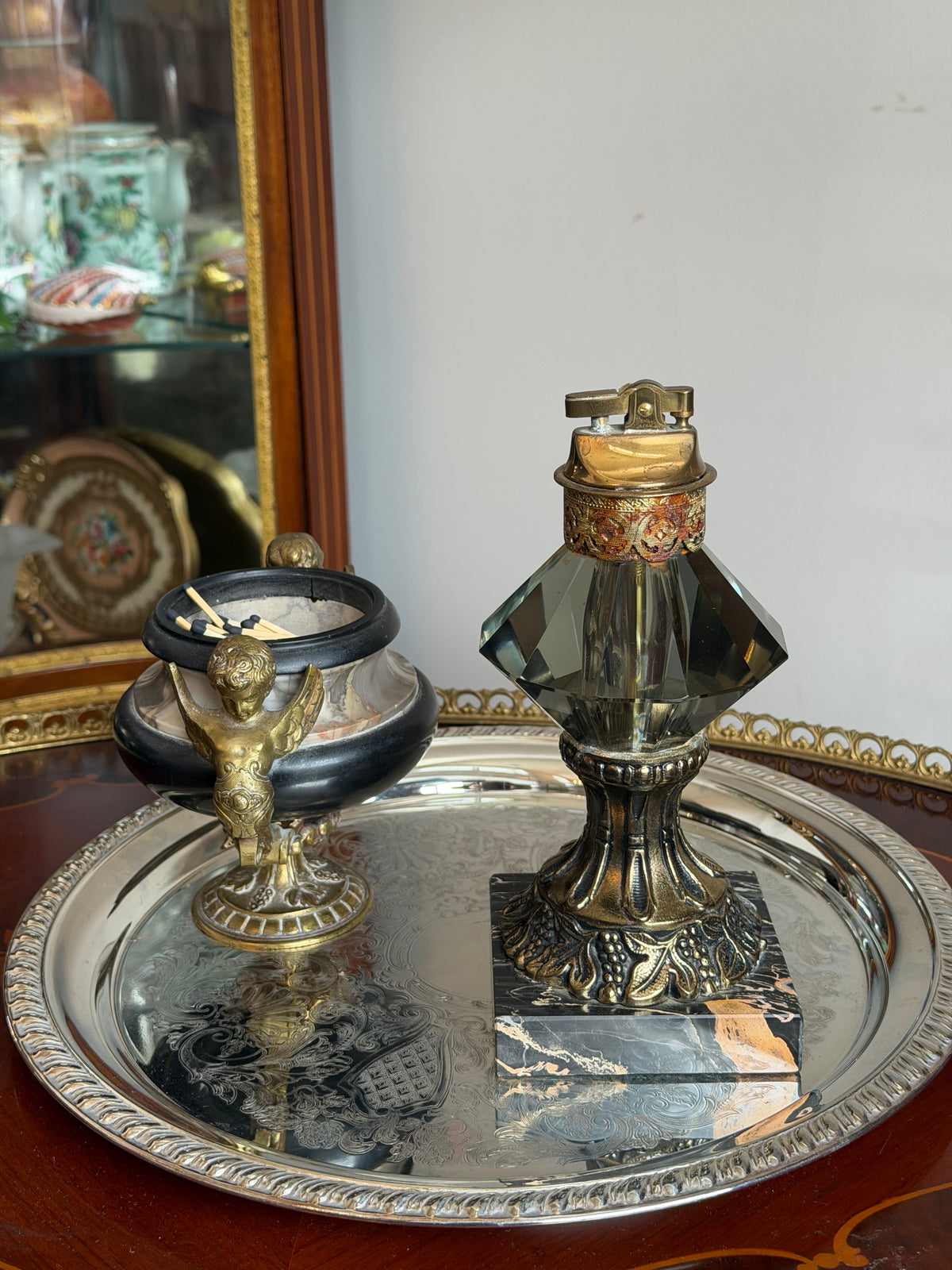 Vintage Table Lighter with Marble Base