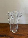 Vintage Eva Muurla Finland Ruffled 8” Handkerchief Glass Blown Vase