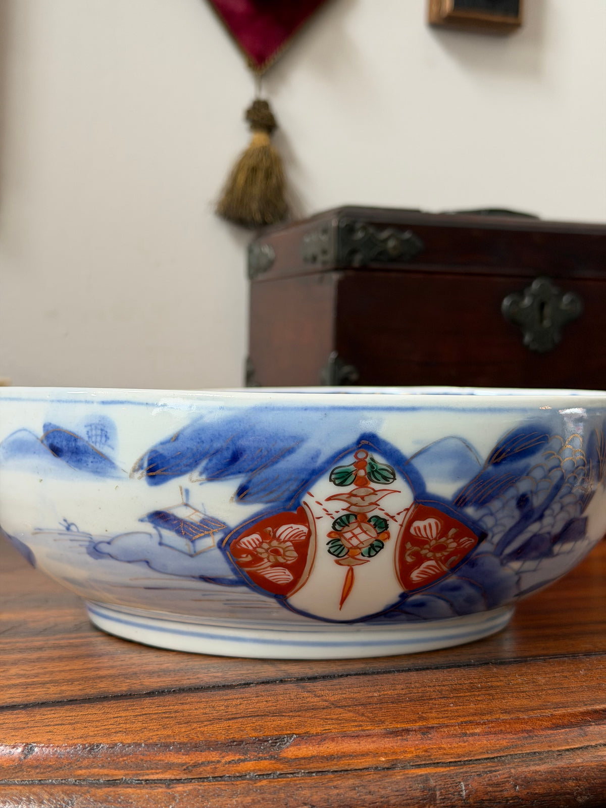 Antique Imari Style Bowl 9” diameter