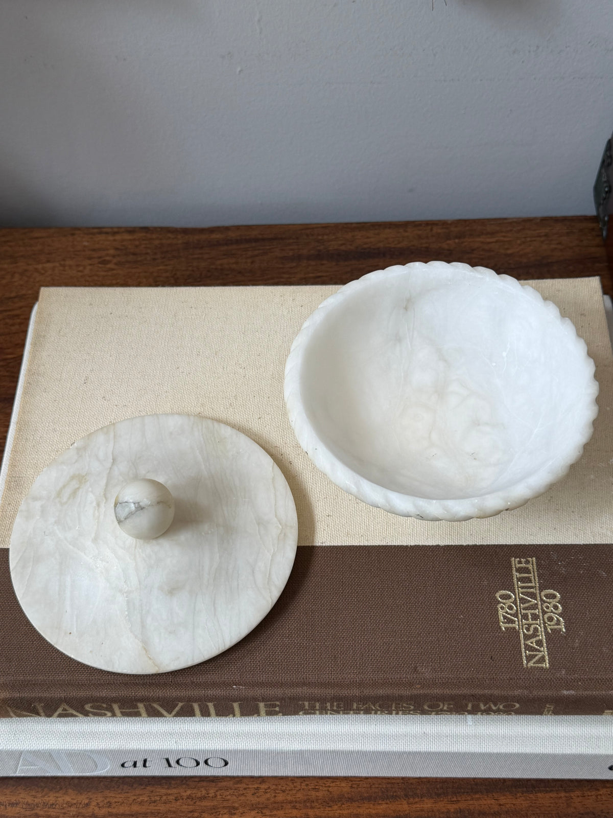 Vintage Italian Alabaster Lidded Bowl