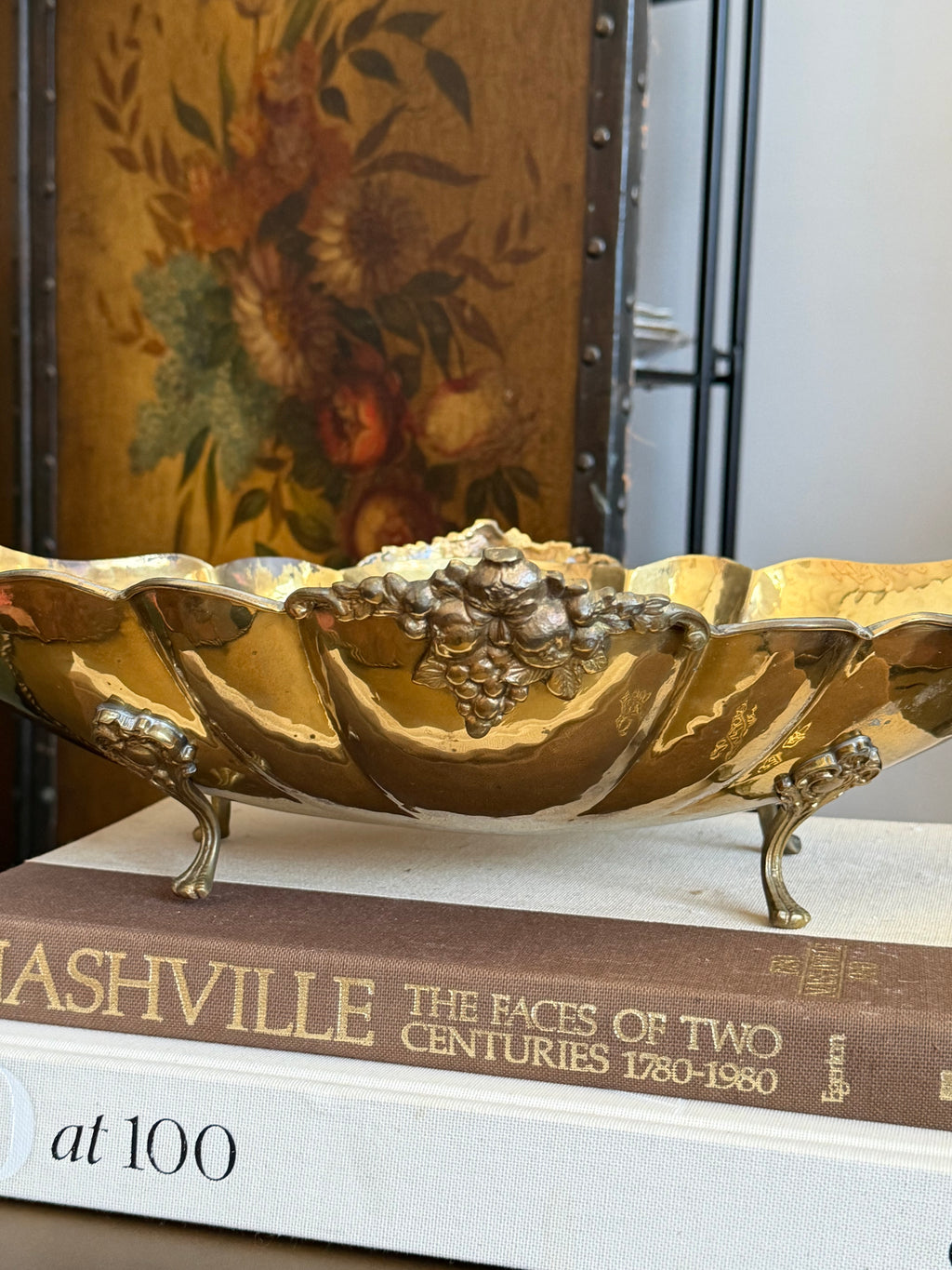 Italian Brass Footed Jardiniere