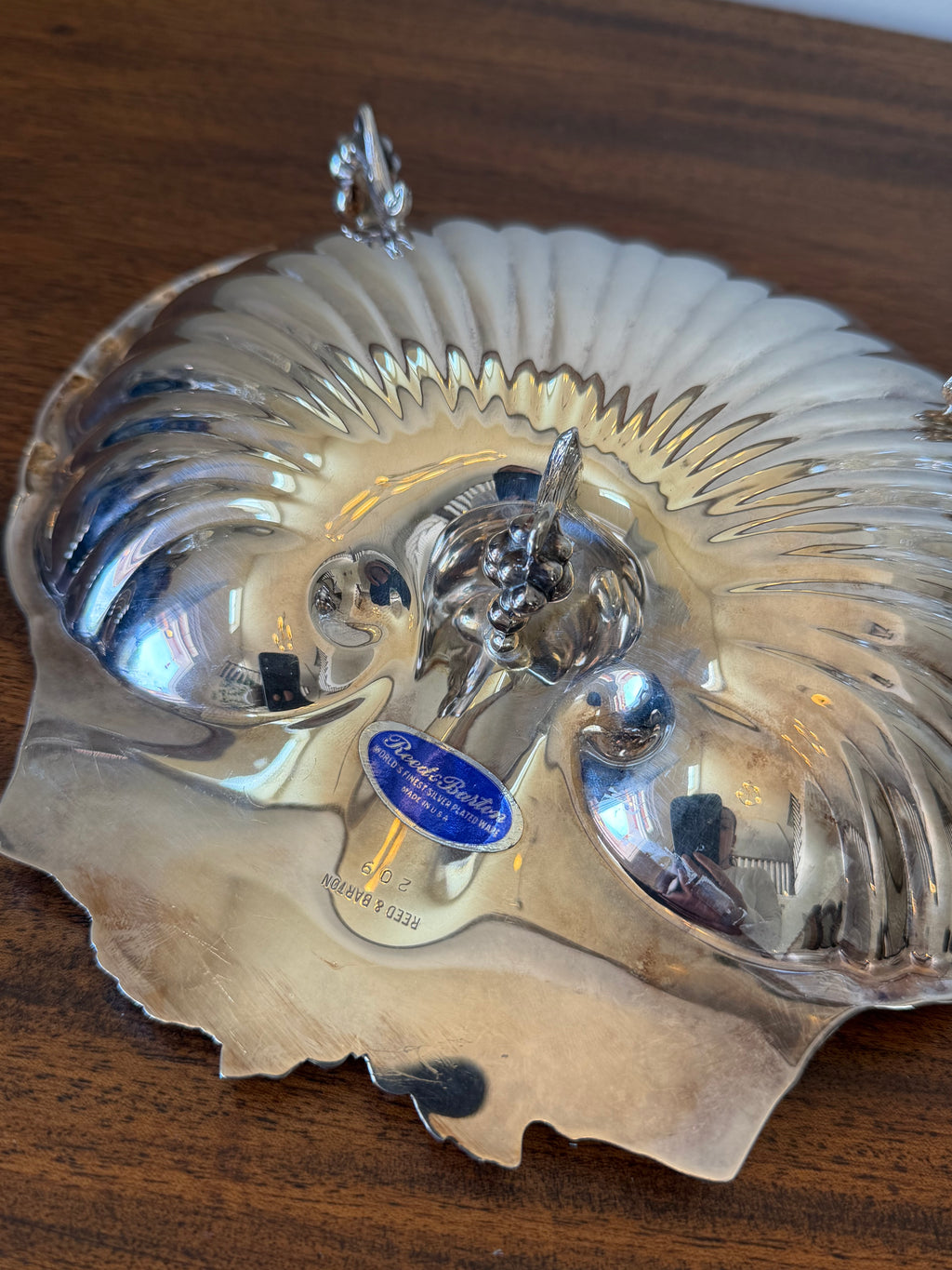 Reed & Barton Footed Shell Silver Tray