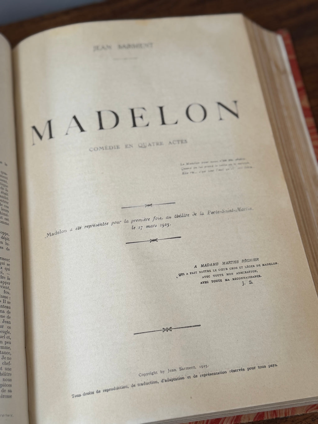 Antique French Theatre Book