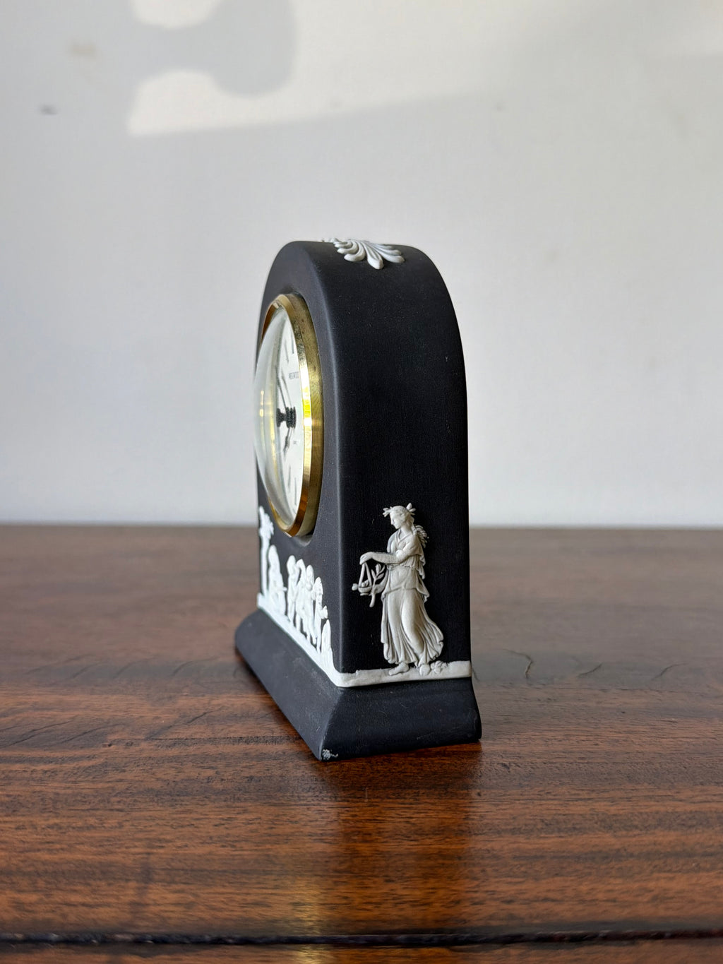 Basalt and White Wedgwood Mantle Clock