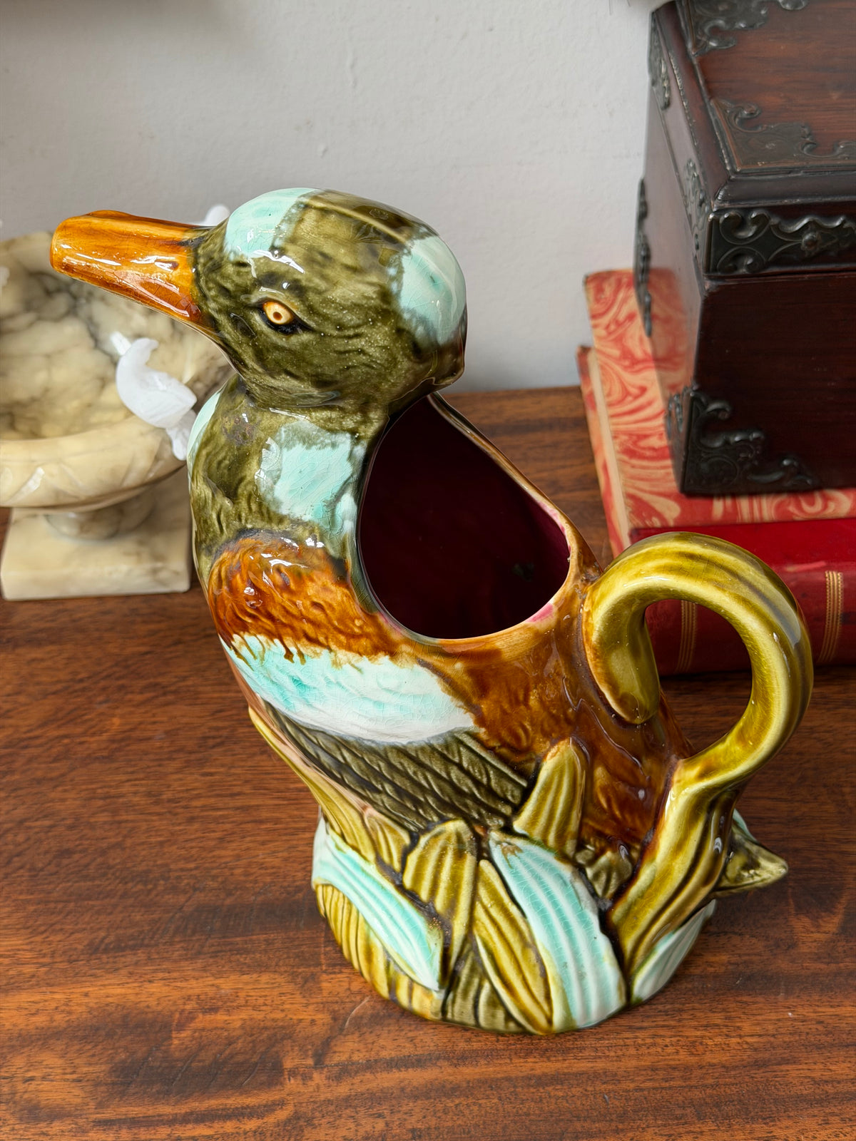 French Duck Majolica Pitcher