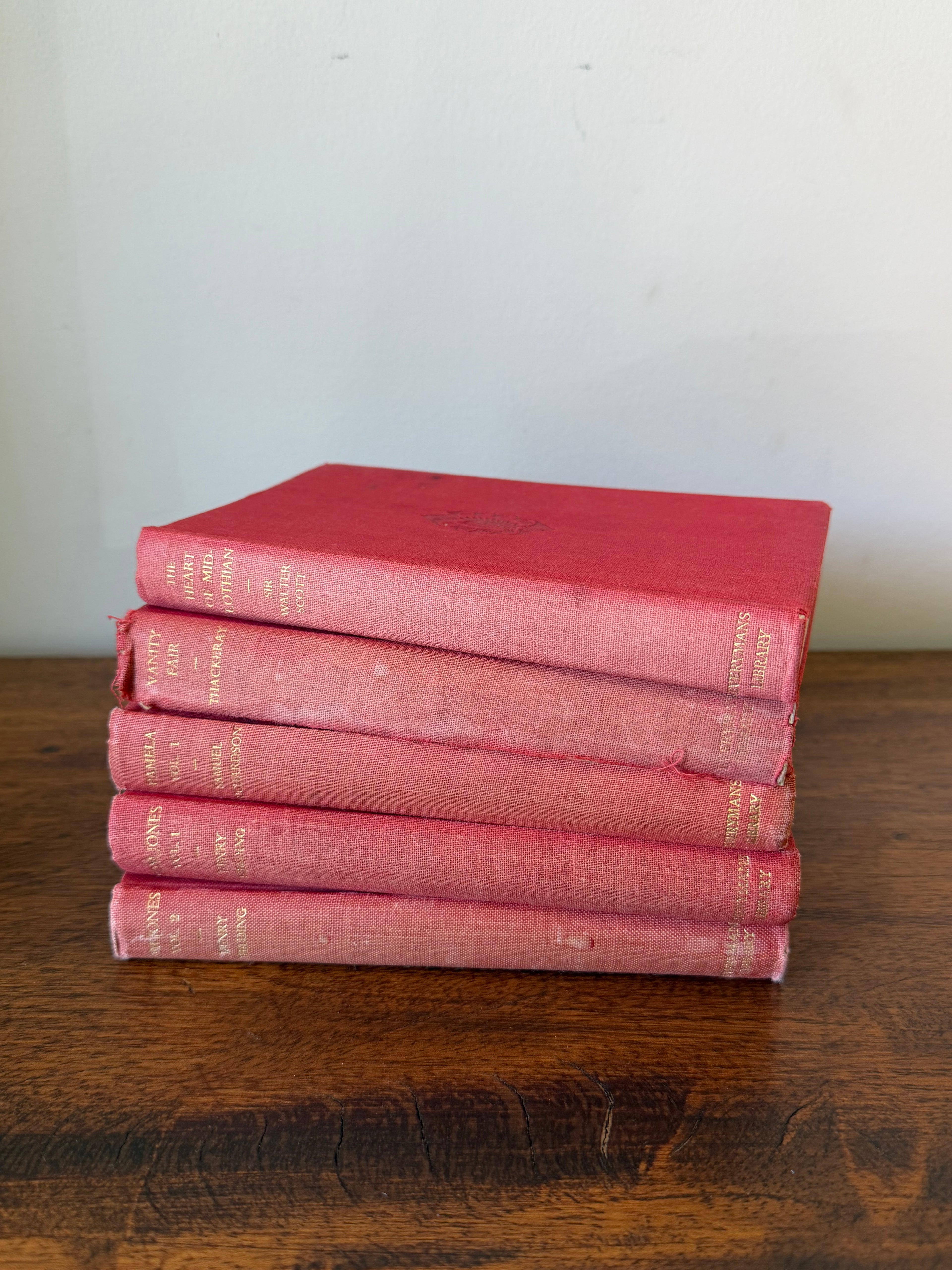 Set of 5 Antique Embossed Books