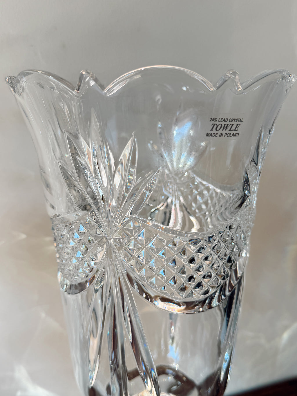 TOWLE Fan Cut Crystal Vases