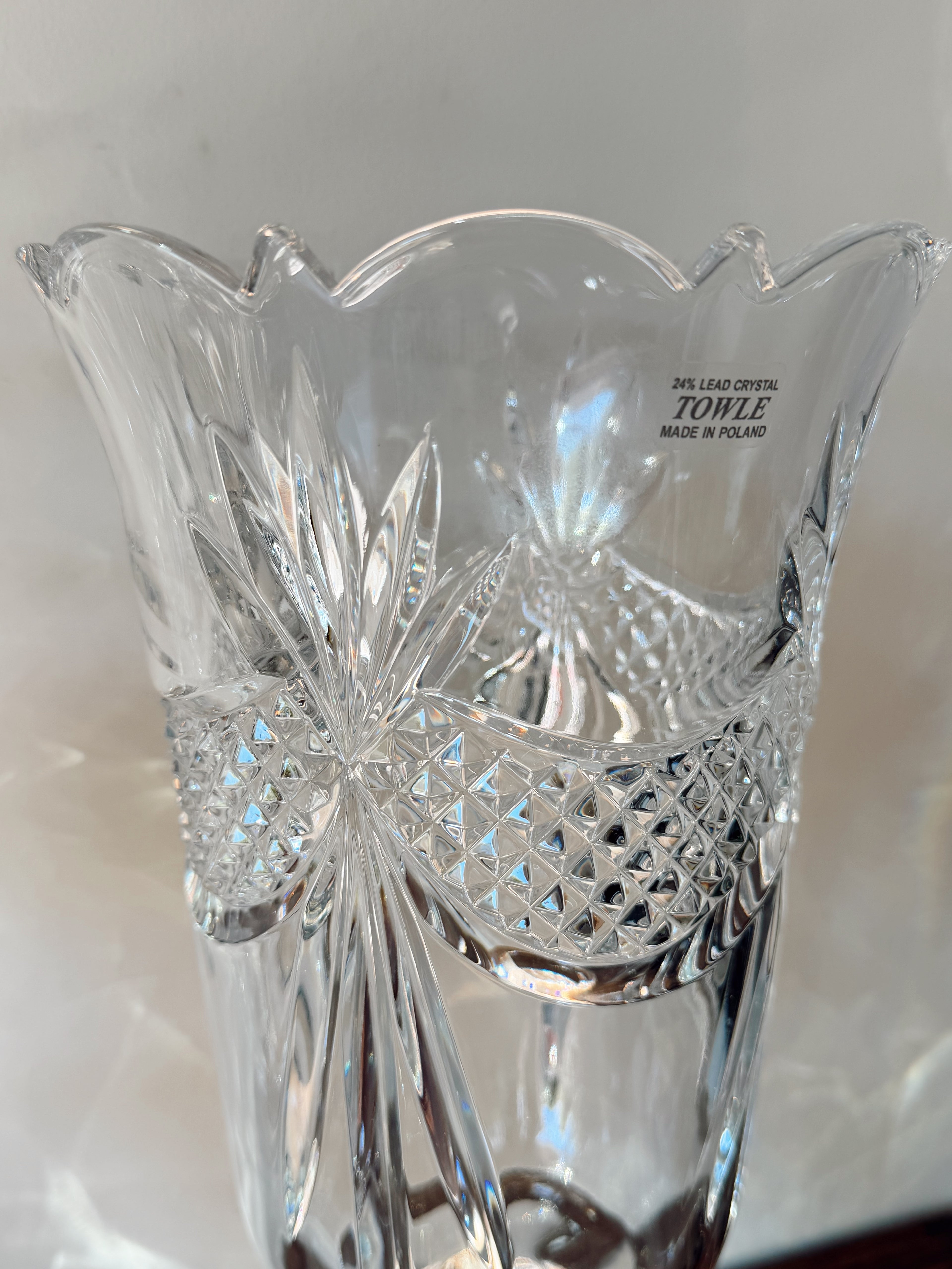 TOWLE Fan Cut Crystal Vases