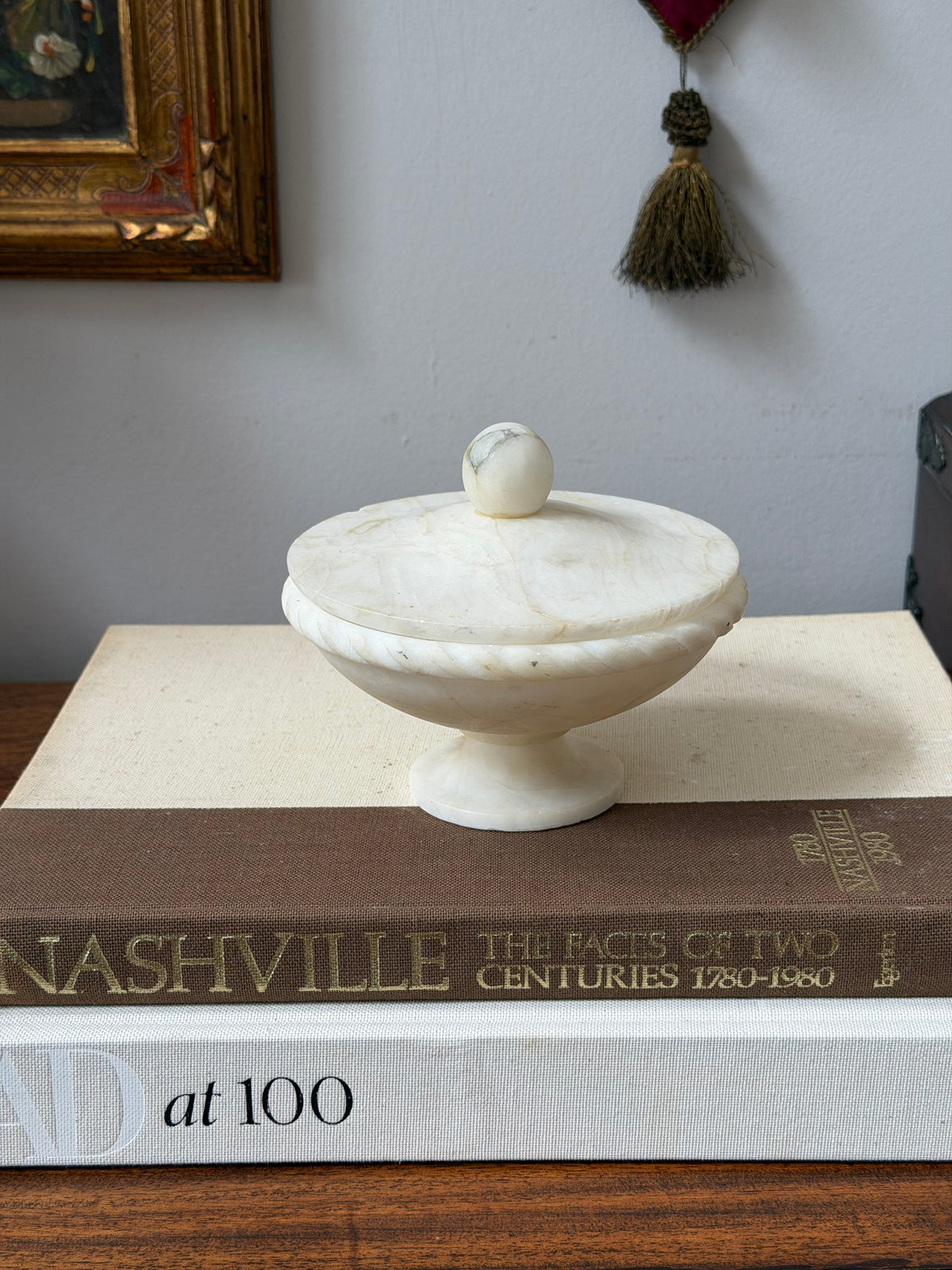 Vintage Italian Alabaster Lidded Bowl