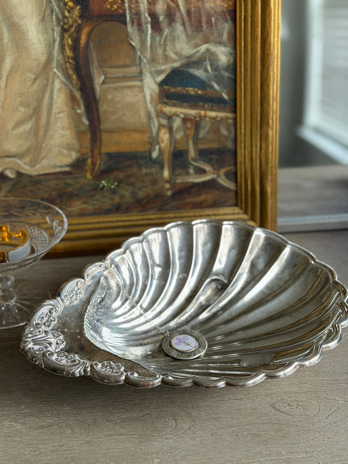 Silverplate Shell Tray — unmarked