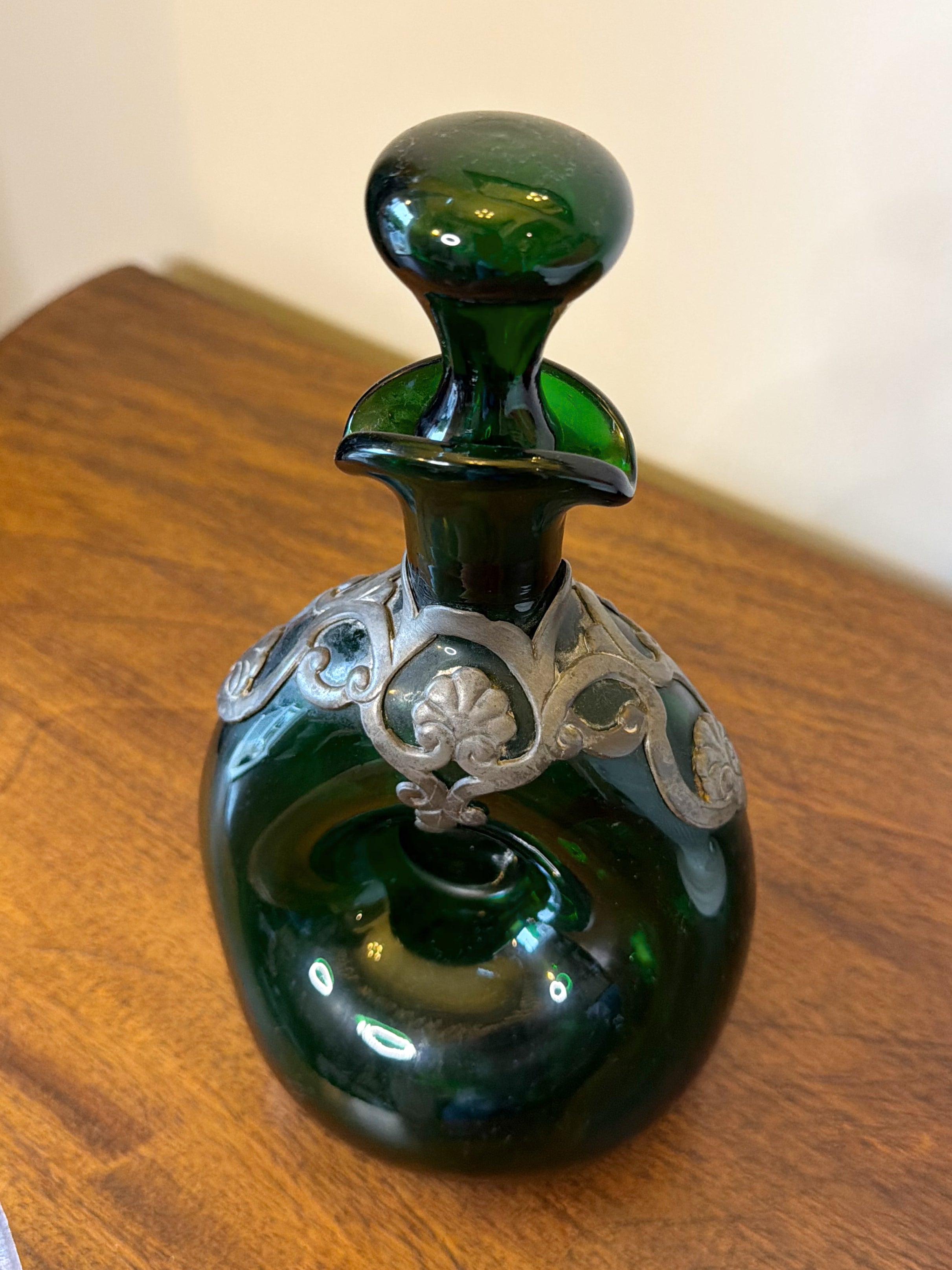 Italian Decanter with Pewter Encasing