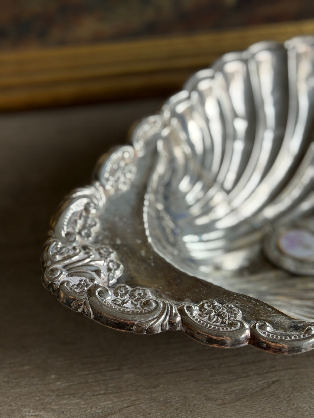 Silverplate Shell Tray — unmarked