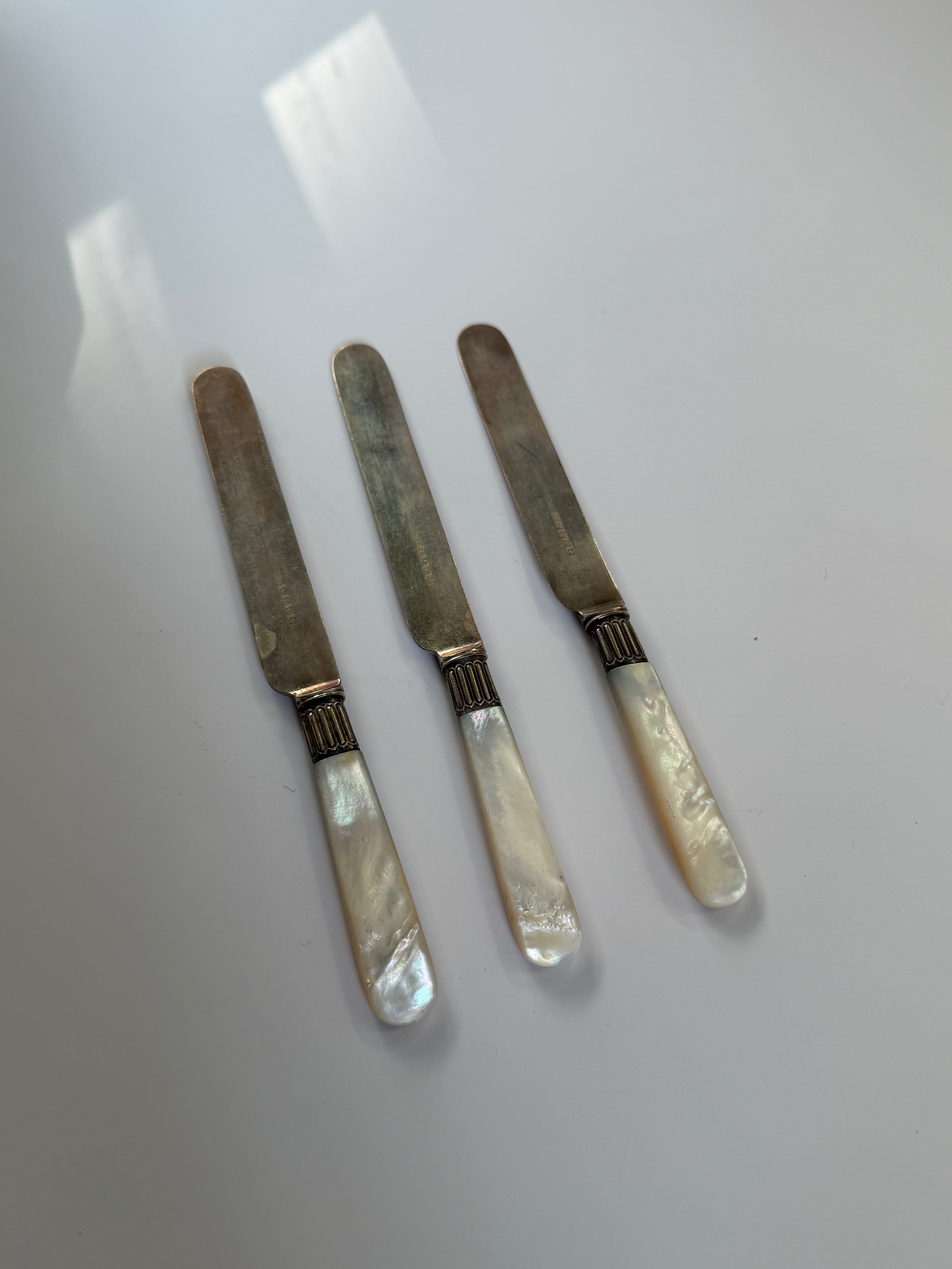 Set of 3 Mother of Pearl Butter Knives