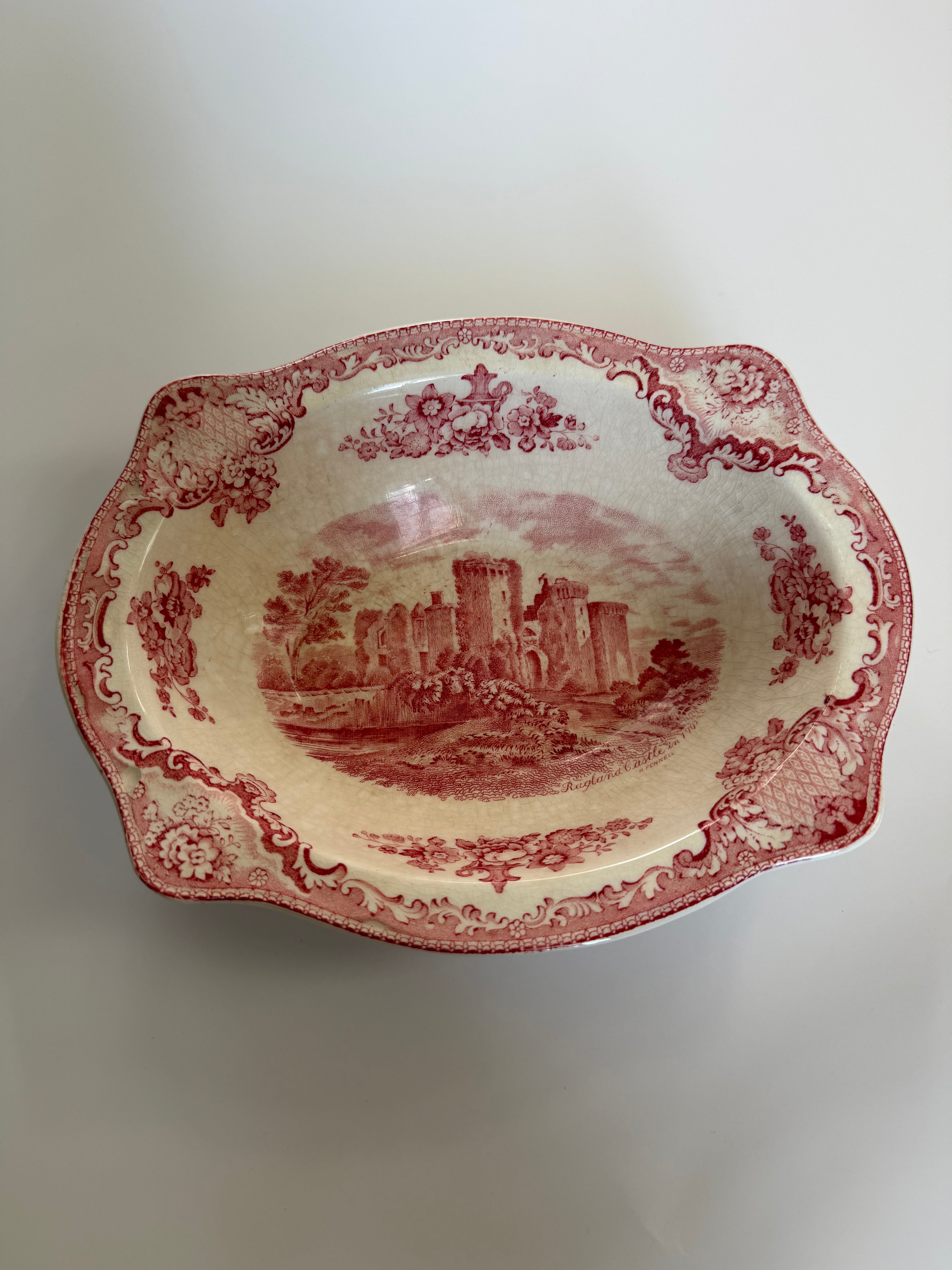 Antique Johnson Bros Red Transferware Bowl