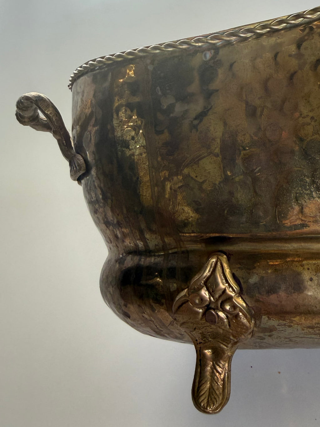 Hammered Brass Jardiniere