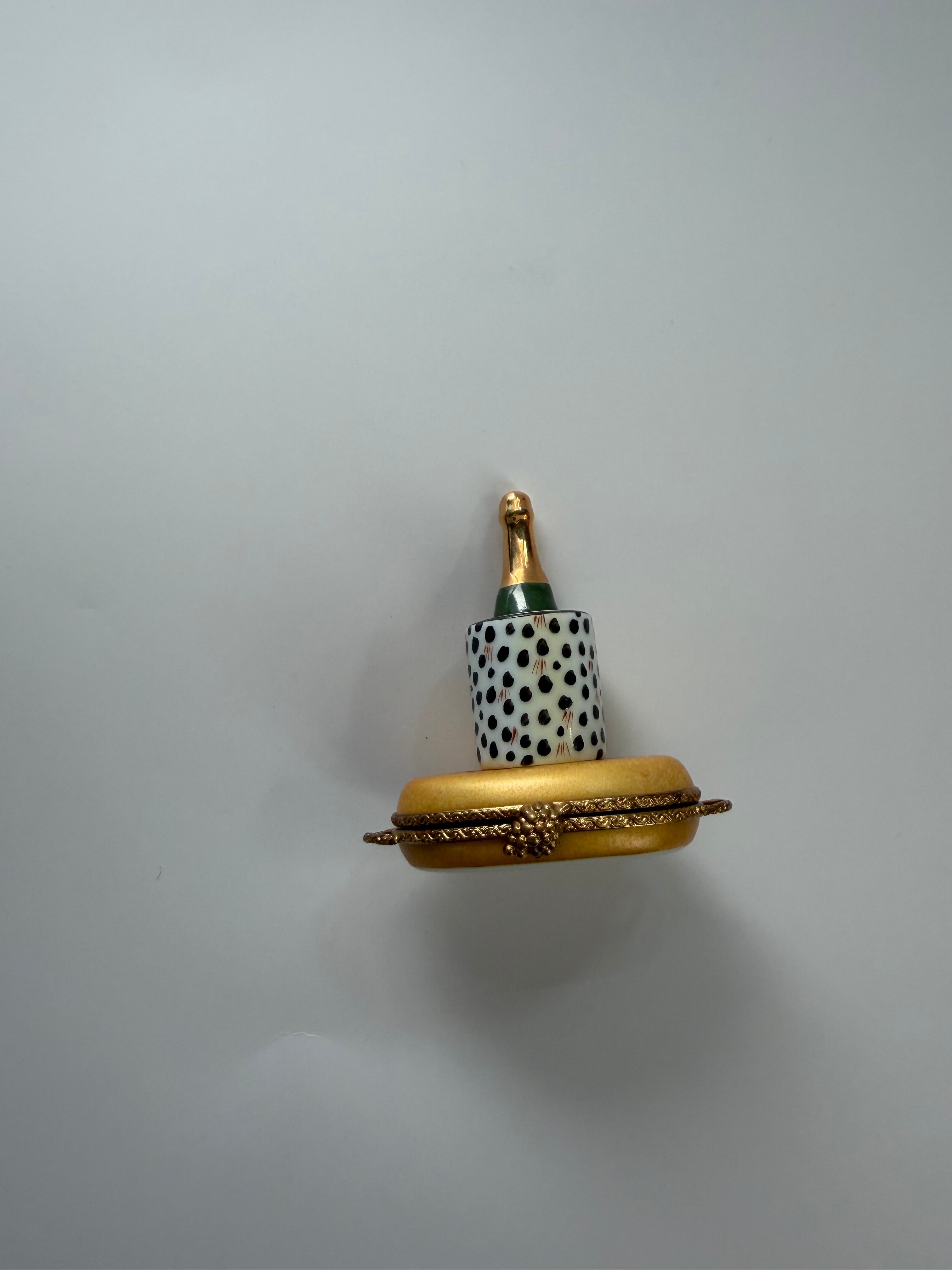 Limoges Champagne Bottle Trinket