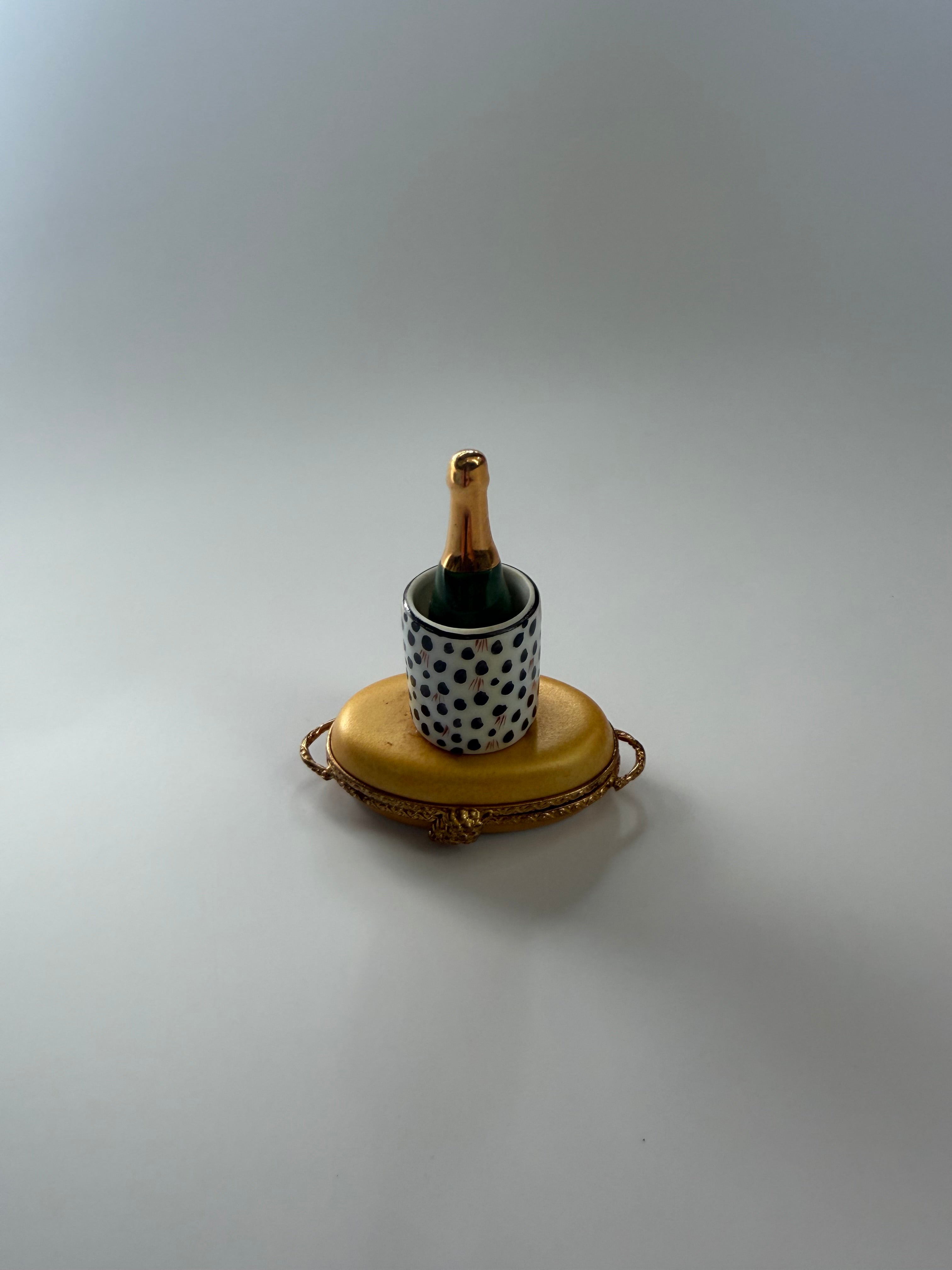 Limoges Champagne Bottle Trinket