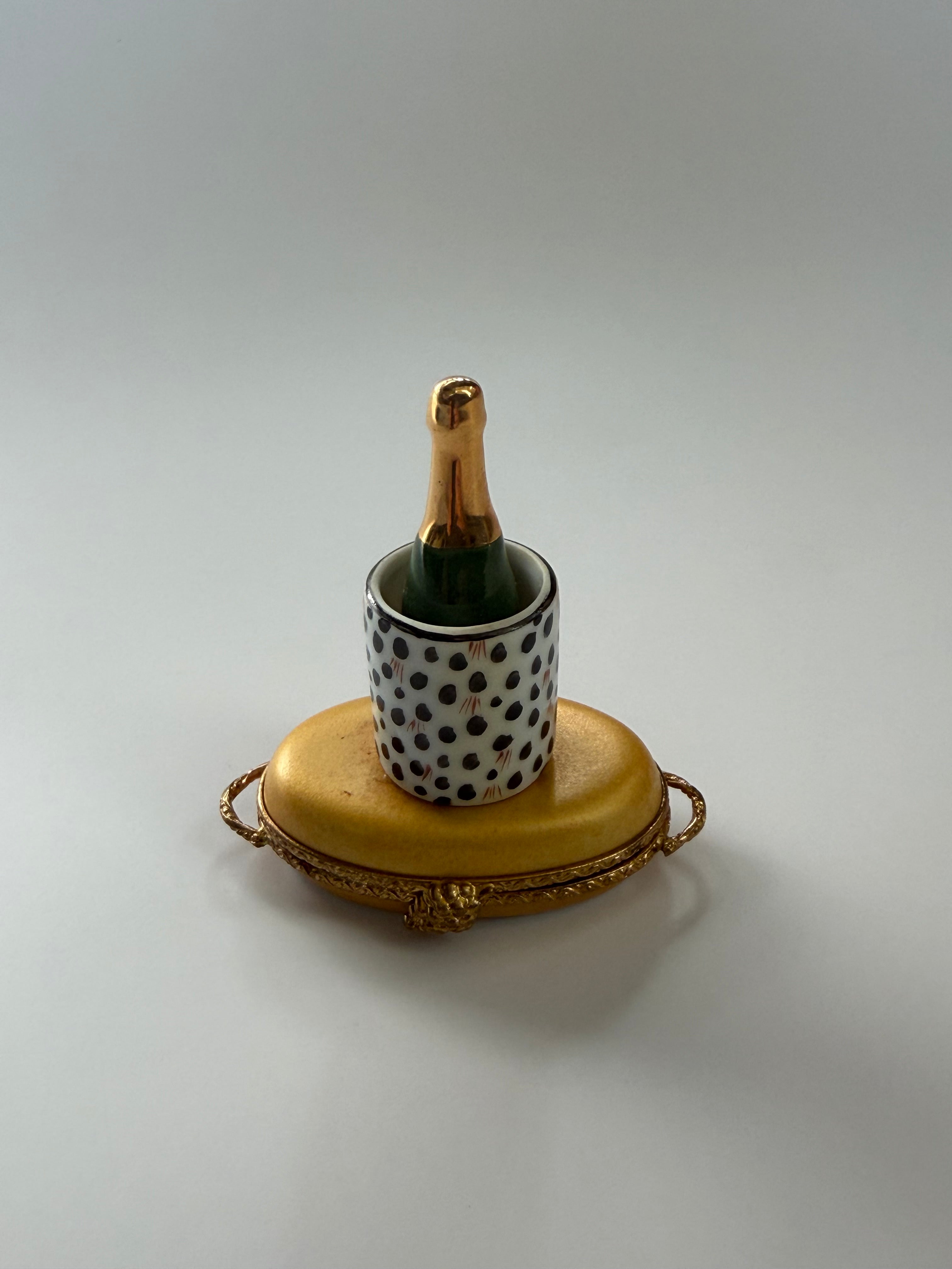 Limoges Champagne Bottle Trinket