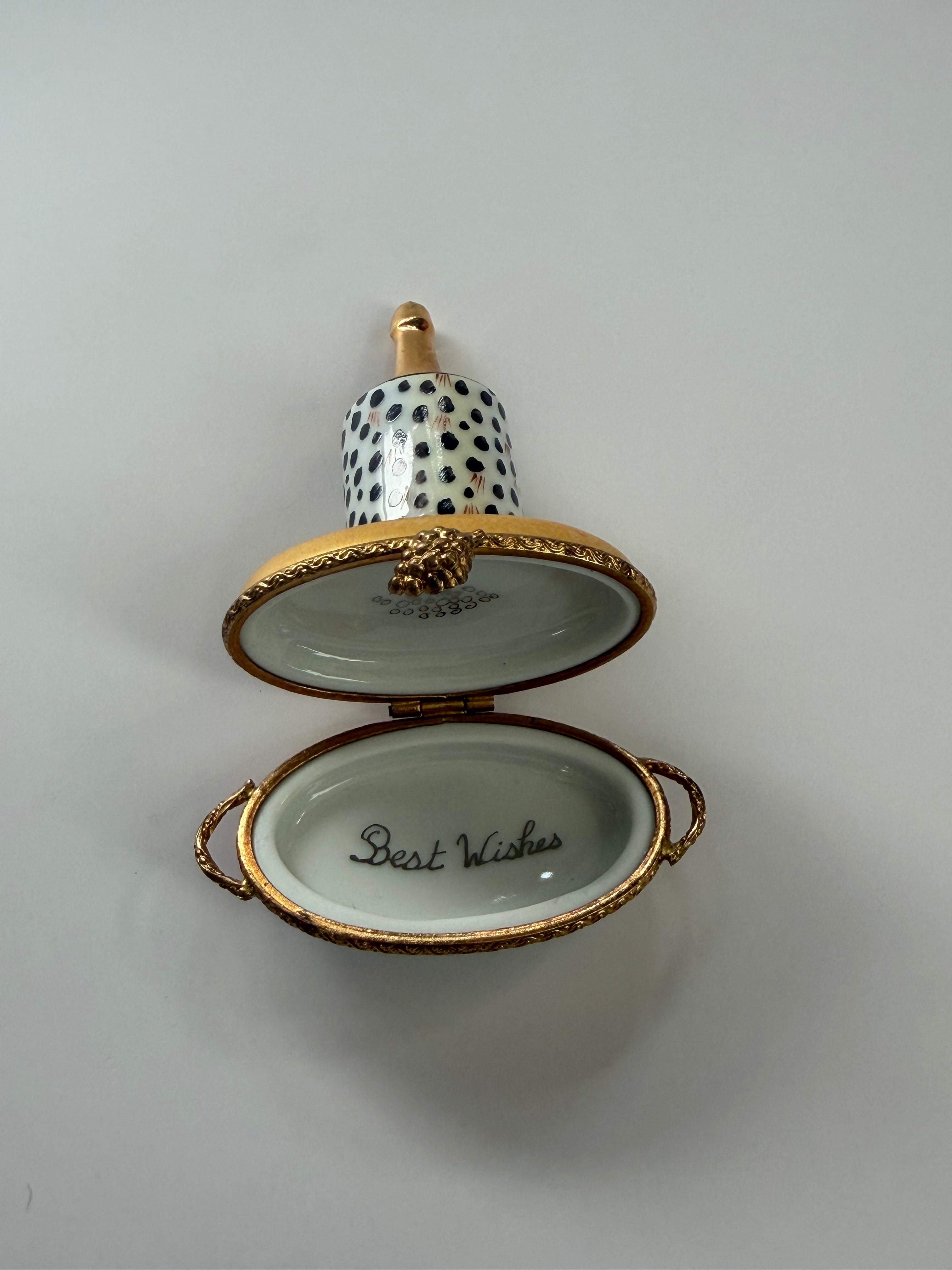 Limoges Champagne Bottle Trinket